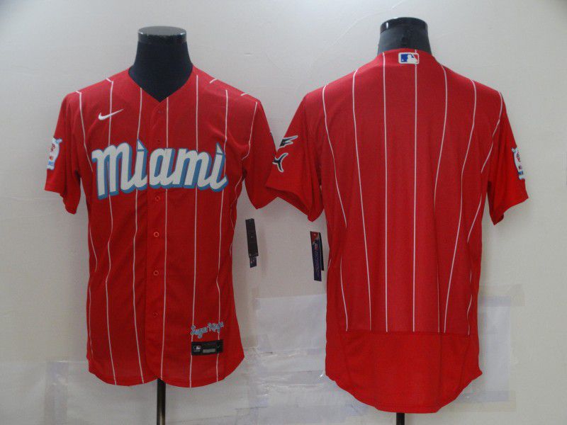Men Miami Marlins Blank Red City Edition Elite Nike 2021 MLB Jersey